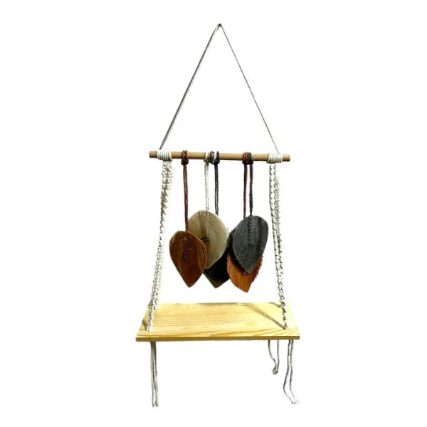 Macrame Wooden Hanging Shelf - 25cm