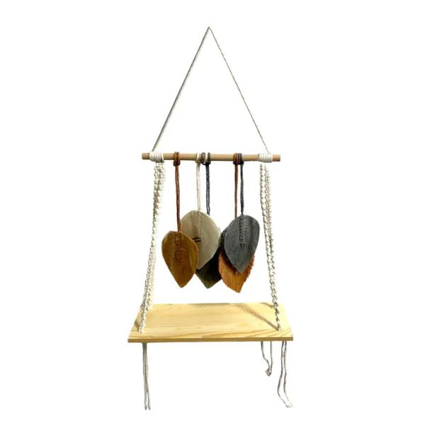 Macrame Wooden Hanging Shelf - 25cm - Image 2