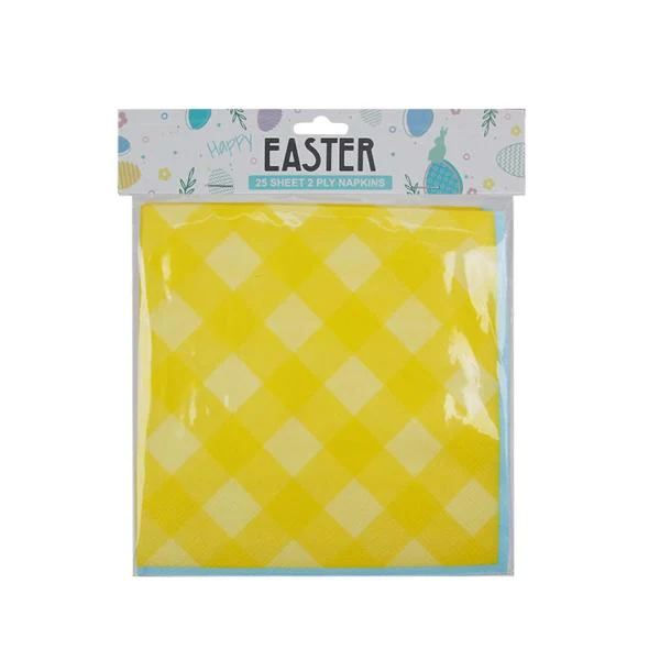 25 Pack Yellow Easter 2 Ply Napkin - 33cm - Image 2