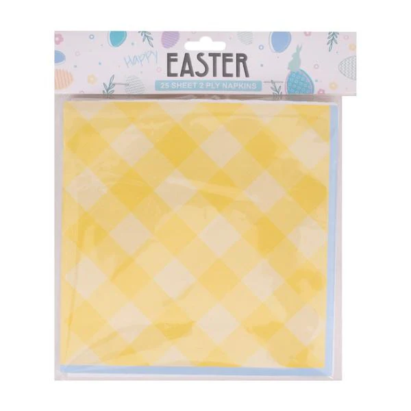 25 Pack Yellow Easter 2 Ply Napkin - 33cm - Image 3