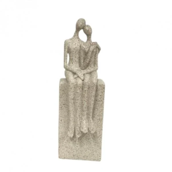 Resin Sitting Lovers Statue - 26.5cm