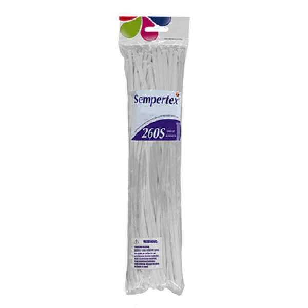 50 Pack White Sempertex 260T Fashion Modelling Latex Balloons - 5cm x 150cm