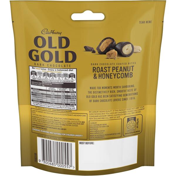 Cadbury Old Gold Dark Chocolate Roast Peanut & Honeycomb - 120g - Image 2
