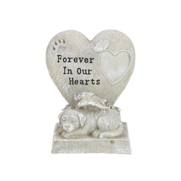 Memorial Dog With Love Heart - 17cm