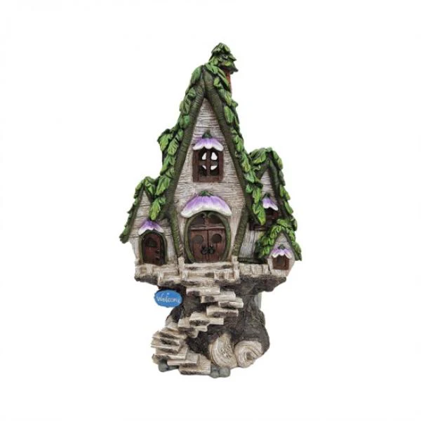 Solar Enchanted Fairy Garden Tree House - 28cm