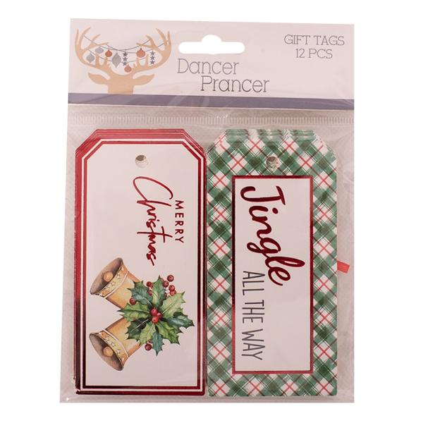 12 Pack Assorted Christmas Gift Tags - 5cm x 10cm - Image 3