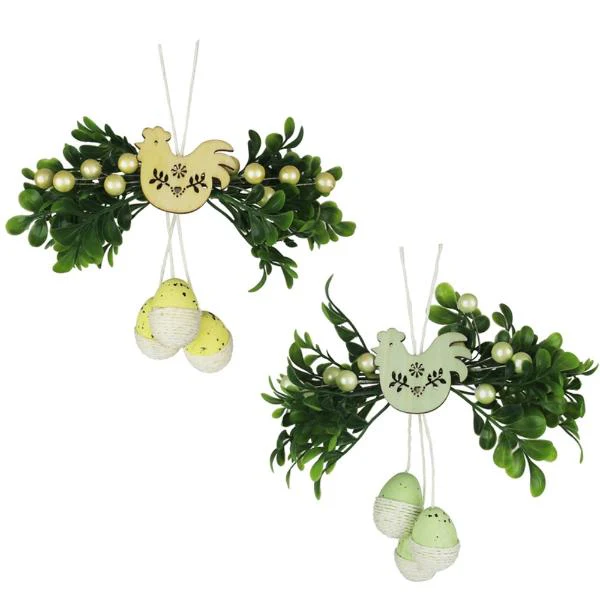 2A 16CM EASTER HANGING DECORATION YELLOW & MINT