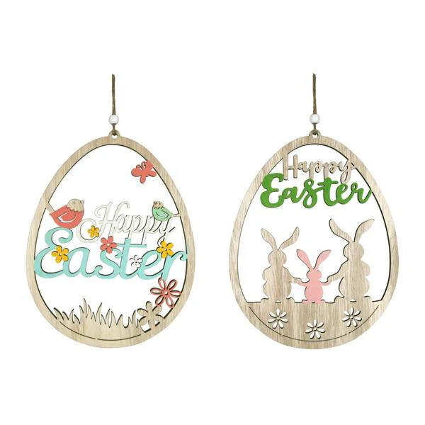2A 17X22CM MDF HAPPY EASTER HANGING SIGN