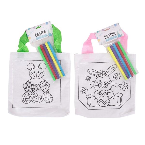 2A 21X22CM CANVAS DIY TOTE BAG W/CRAYONS