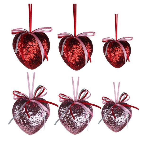 3 Pack Assorted Glitter Hearts