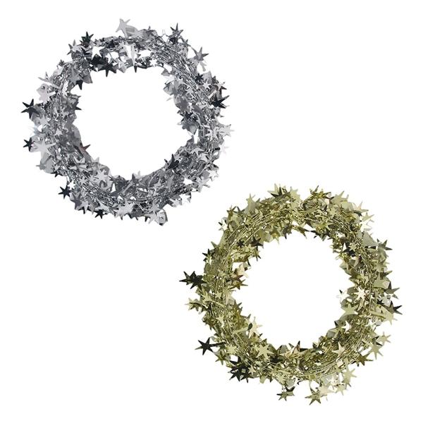 Silver & Red Star Cutout Garland - 7.6m