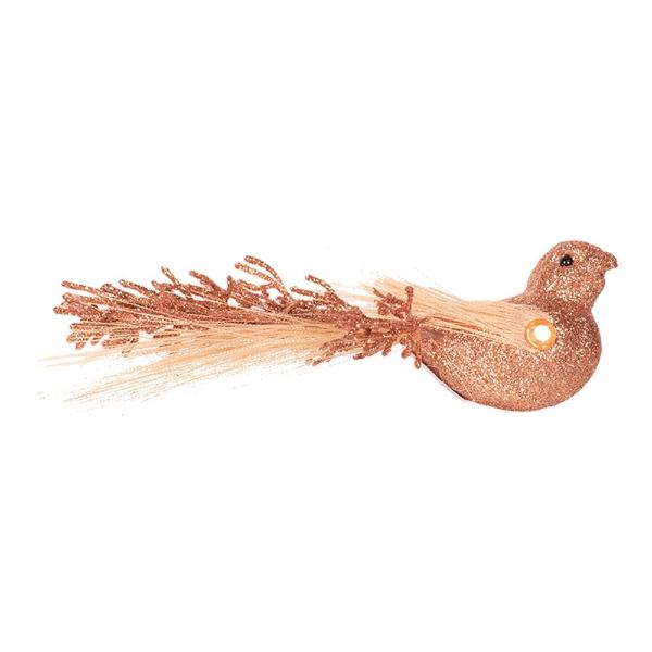 Champagne Or Rose Gold Bird With Clip - 14cm x 7cm x 5cm - Image 4