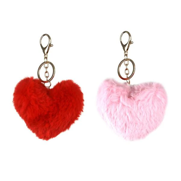 Fluffy Heart Keyrings