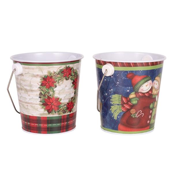 Metal Christmas Buckets - 10cm x 10cm x 8cm - Image 2