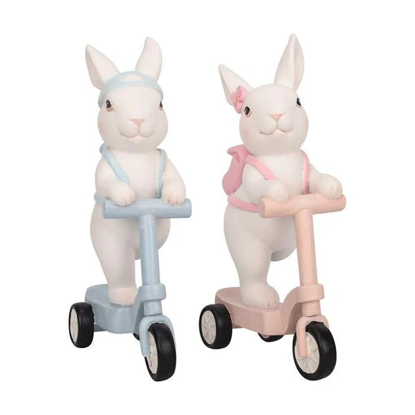 2A POLYRESIN BUNNY ON SCOOTER 10.3X5X16CM