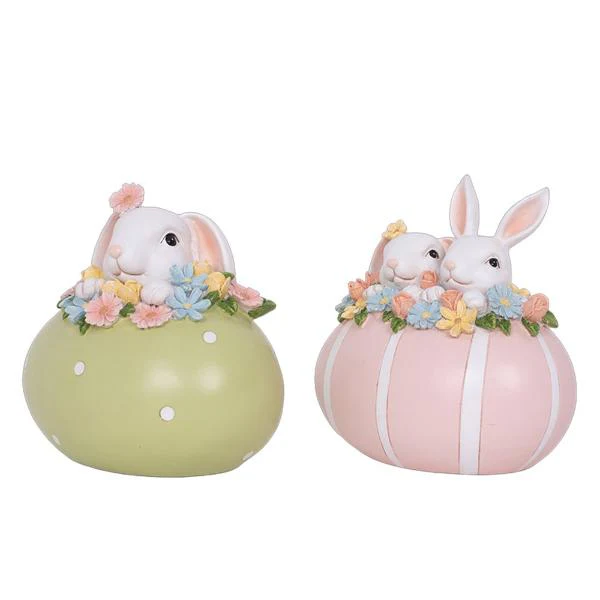 Polyresin Egg With Bunny - 15cm x 10.5cm x 15.3cm - Image 2