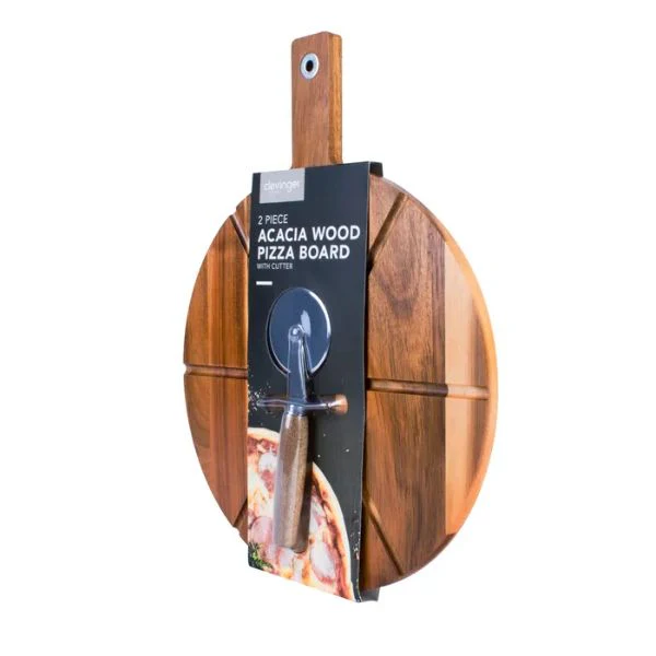 2 Piece Acacia Wood Pizza Board With Cutter - Image 3
