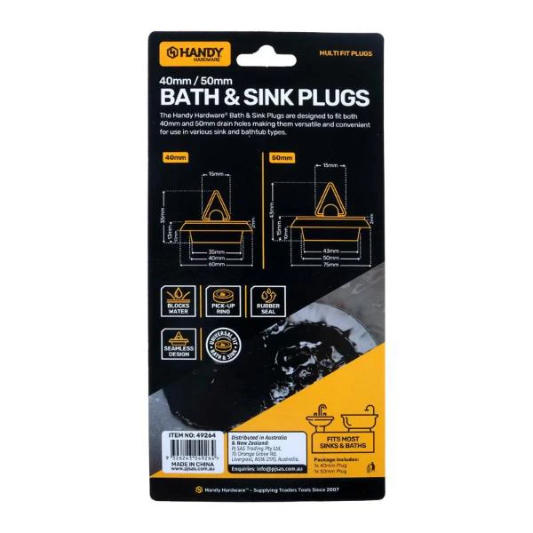 2 Pack Sink & Bath Plugs - 4cm x 5cm - Image 3