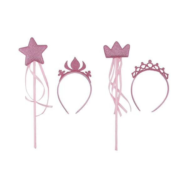 2 Pack Tiara Headband & Star Wand Set