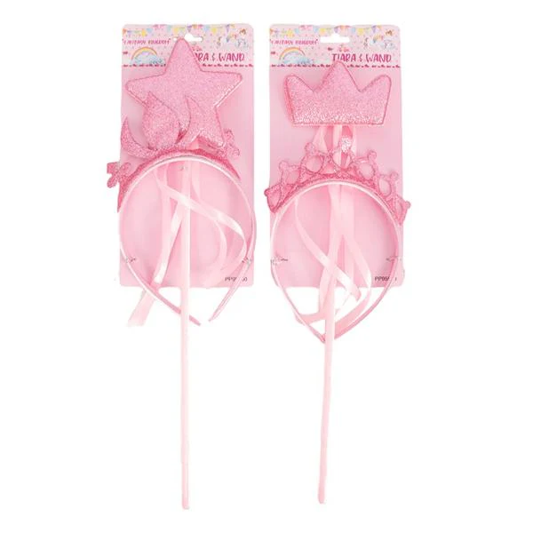 2 Pack Tiara Headband & Star Wand Set - Image 2