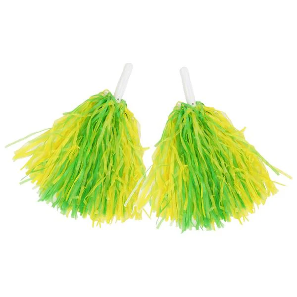 2 Pack Green & Gold Pom poms