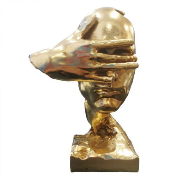 Resin Gold Human Face Statue - 9.5cm x 9cm x 20.5cm - Image 2