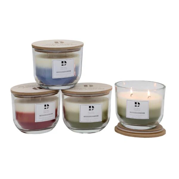 3 Layer Glass Jar Candle With Lid - 12.5cm x 10.2cm