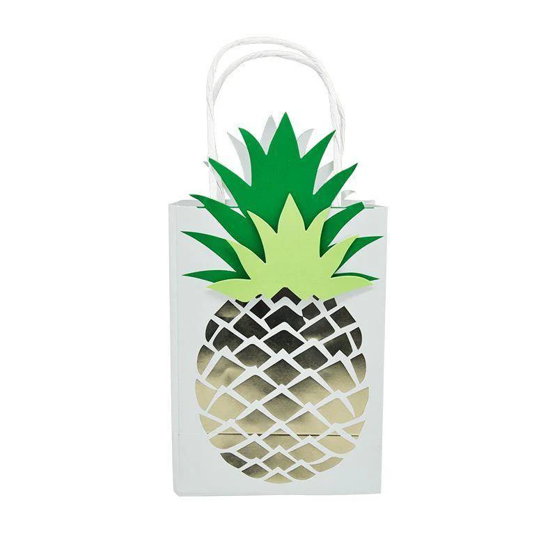3 Pack Gold Pineapple Bags - 26cm x 18.5cm x 7.5cm