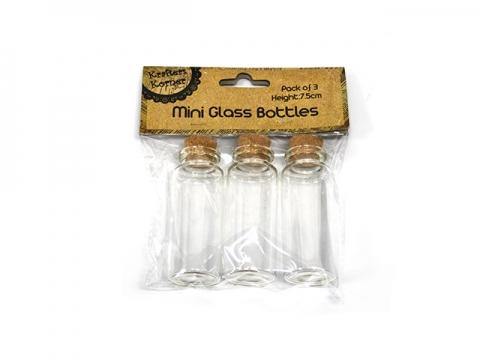 3 Pack Mini Glass Bottles - 7.5cm