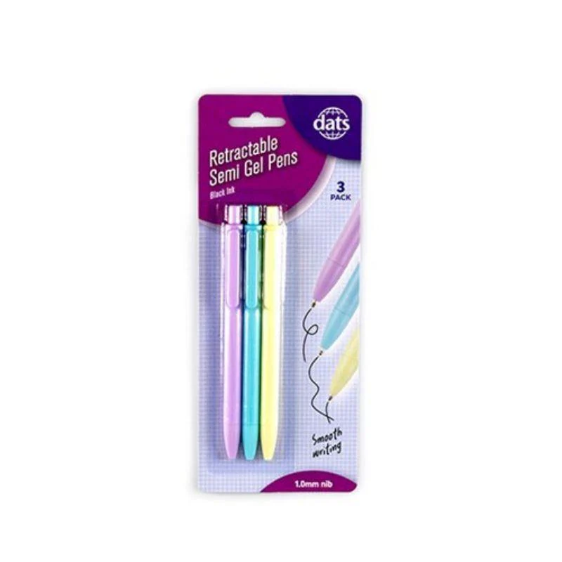 3 Pack Retractable Semi Gel Pens