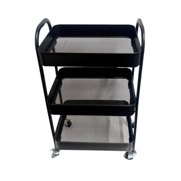 3 Tier Black Wheely Tray - Image 2