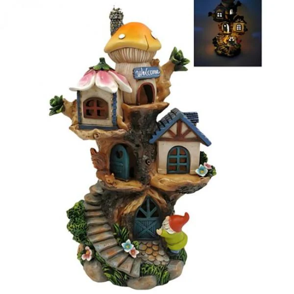 Resin Solar Fairy Garden House - 30.5cm