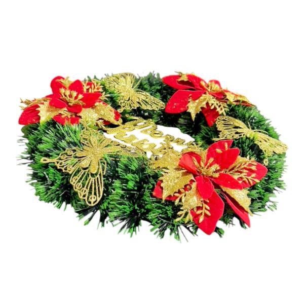 Merry Christmas Flower Wreath - 30cm - Image 2
