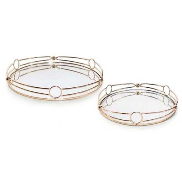 Round Rose Gold Mirror Tray - 30cm