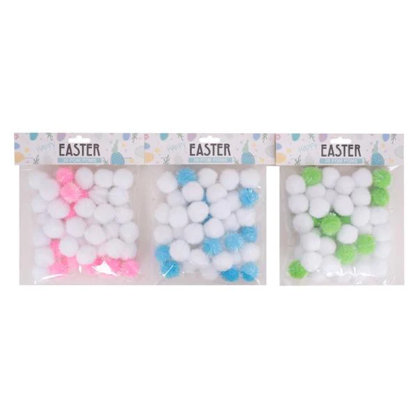 30 Pack Assorted Pom poms - 2.5cm - Image 2