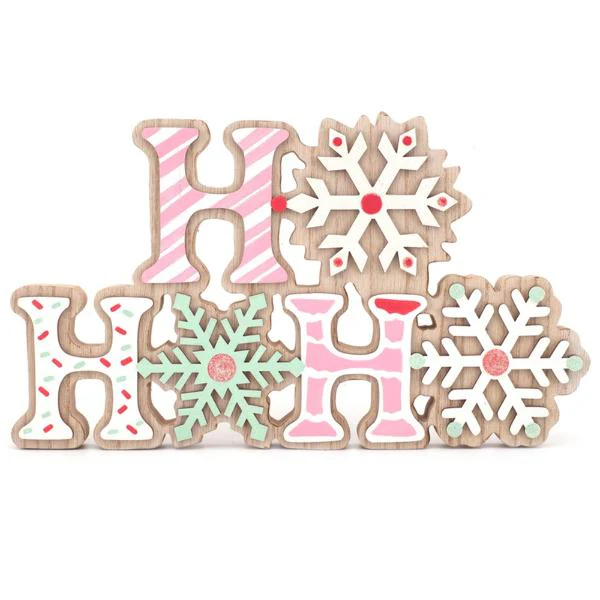 Pink Candy Hohoho Sign - 30cm x 17cm