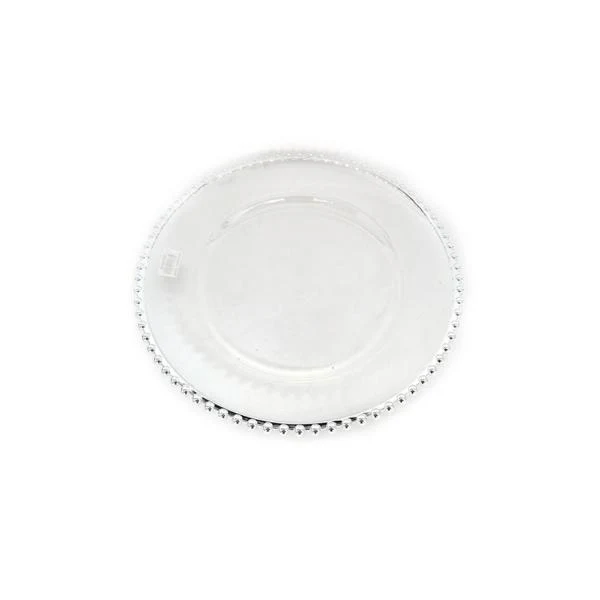 Clear Charger With Silver Rim - 33cm