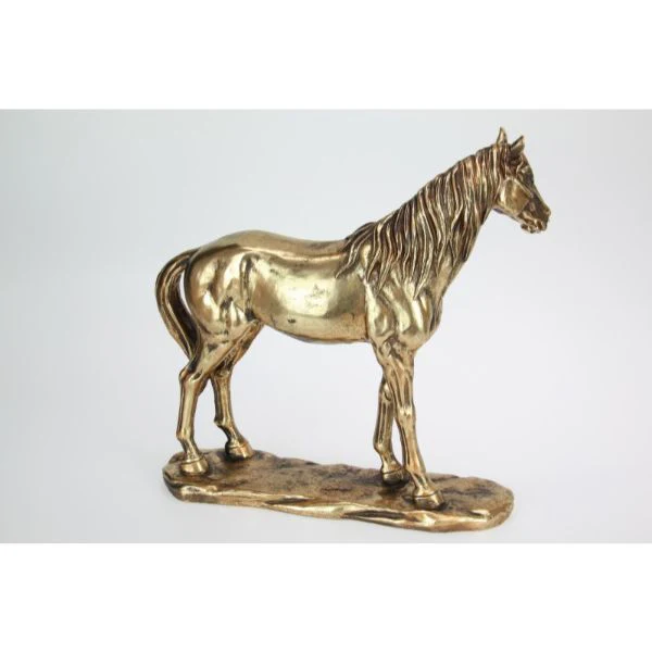Gold Standing Horse on Base - 34cm - Image 3