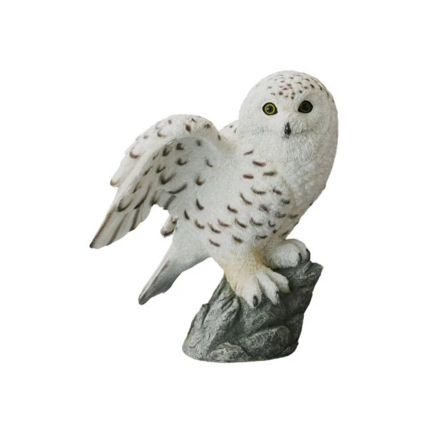 White Flying Owl On Rock - 35cm