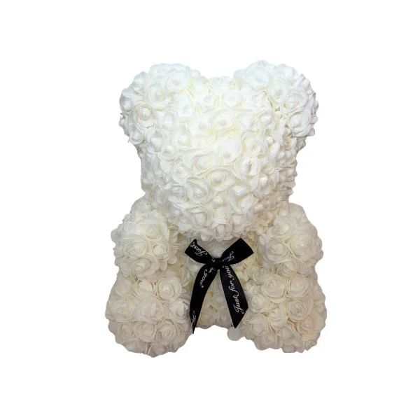 White Silicon Rose Bear - 35cm
