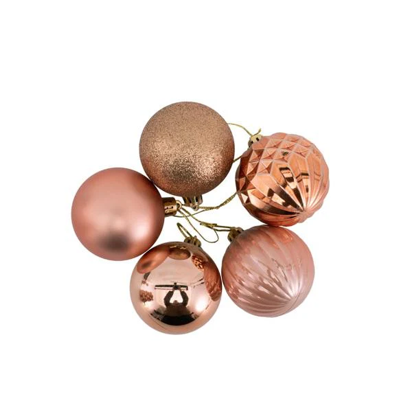 35 Pack Rose Gold Baubles - 6cm