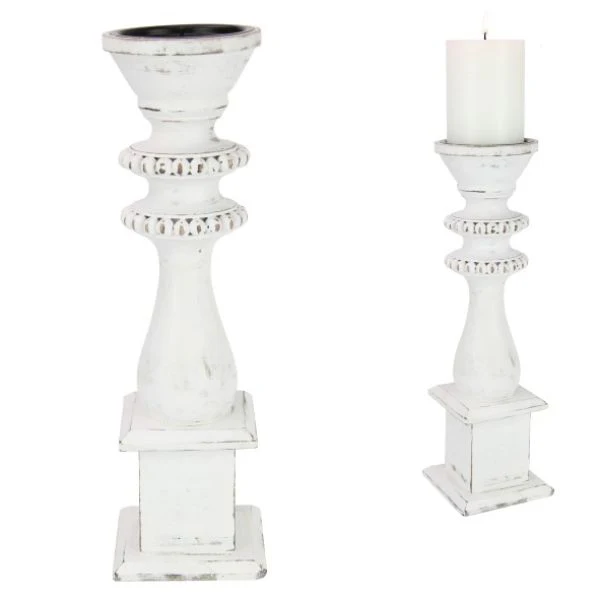 Candle Holder Pillar With White Wash - 36cm