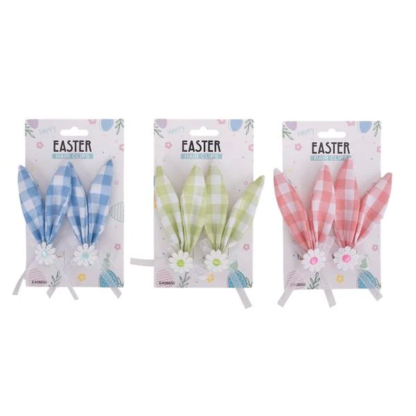 2 Pack Gingham Bunny Ear Clip - 11cm
