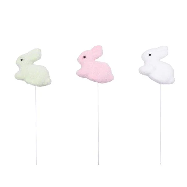 3 Pack Flocked Bunny Pick - 17.5cm