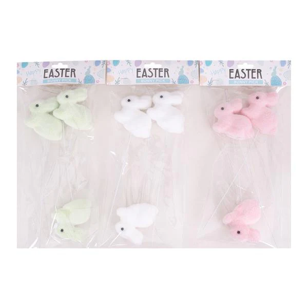 3 Pack Flocked Bunny Pick - 17.5cm - Image 2
