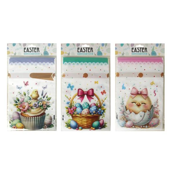 3A 8PK EASTER DRAWSTRING CANDY BAGS