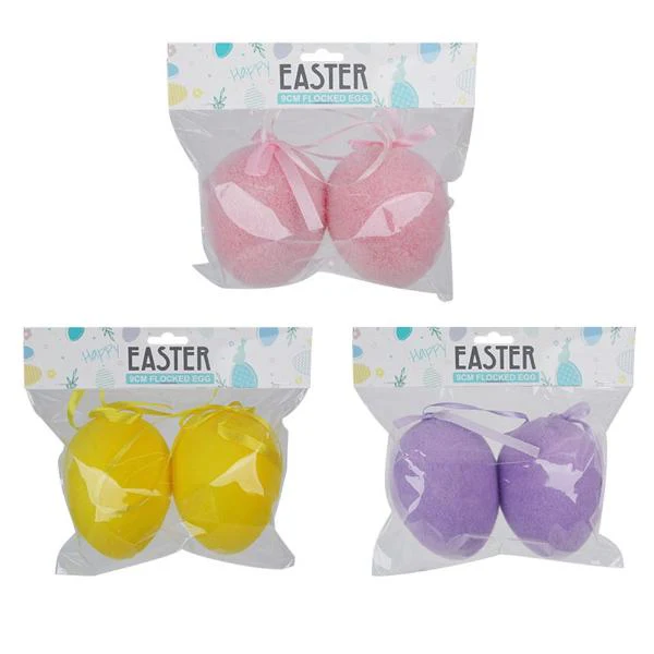 2 Pack Flocked Eggs - 9cm - Image 2