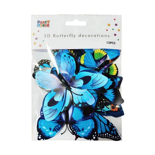 12 Pack 3D Blue Magnet Butterfly Decorations - Image 2