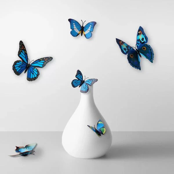 12 Pack 3D Blue Magnet Butterfly Decorations - Image 3
