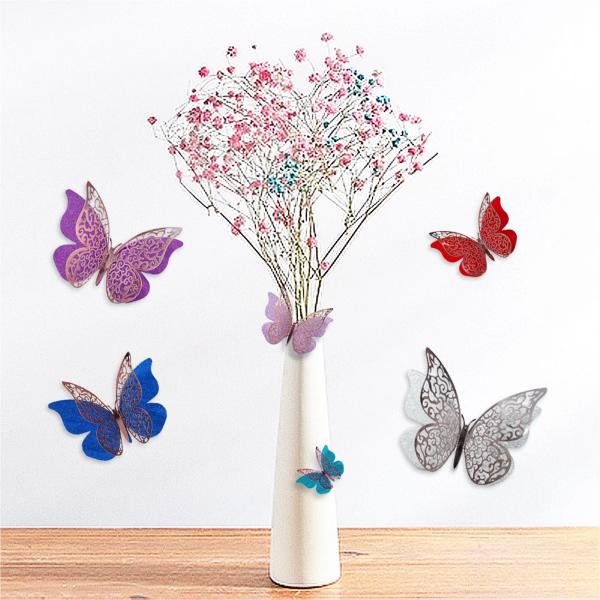 12 Pack 3D Multicolour Butterfly Sticker Decorations - Image 3